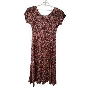 Chorus Line vintage dress women 7 8 USA cinch clip black floral maxi cottagecore